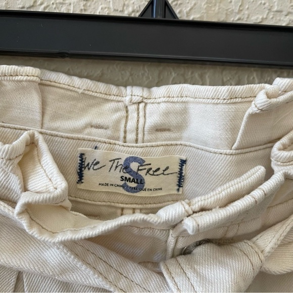 Free People Shorts Nova Paper Bag Denim High Rise Belted Casual Boho Cream Small - Picture 11 of 12